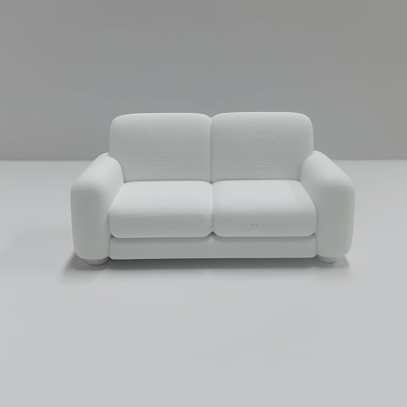 Image of Miniature Model White Double Sofa, Dollhouse Leisure Area Furniture, Mini Decor Item, Dimensions 3.54inch X 1.57inch X 1.89inch, Scene Decoration Piece