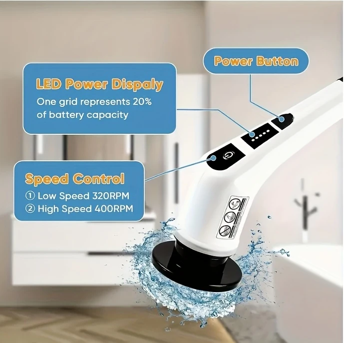 7 in 1 electric cleaning brush electric rotating floor brush cordless electric rotating brush with 7 replaceable brush heads and adjustable telescopic handle suitable for floors bathrooms bathtubs and tiles details 3