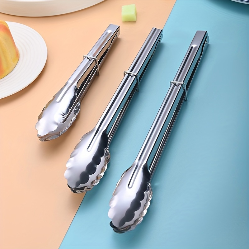 TEMU Set di 3 Pinze da Cucina in Acciaio Inossidabile - 3 Pinze per Alimenti Robuste con Design di Bloccaggio, Pinze da Servizio, Pinze per Alimenti,