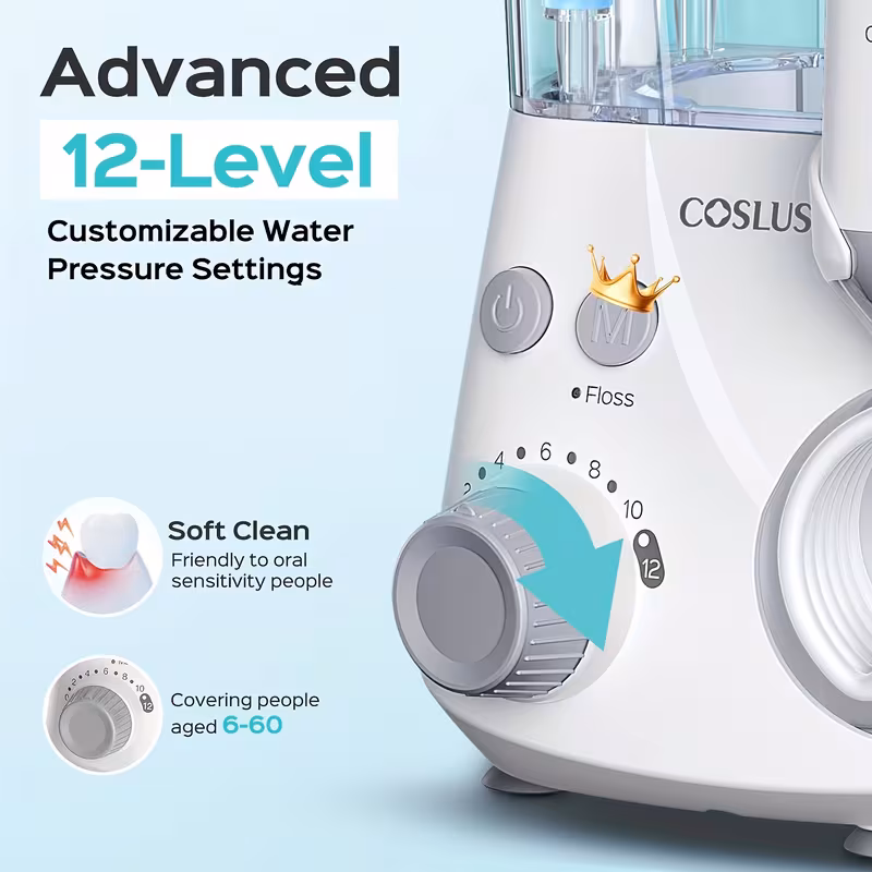 professional water flosser for teeth 2 and 12 pressure settings electric dental pick for orthodontic braces sensitive gums home use for multiple family Product details 1