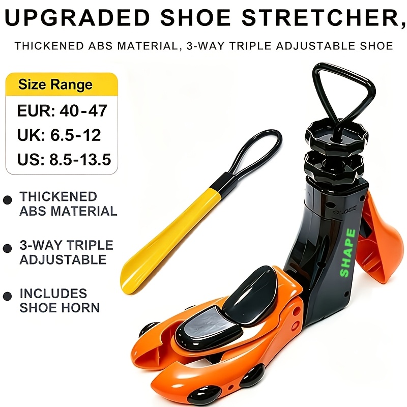 TEMU 2pcs Set: 1pc Shoe Tree + 1pc Shoe Horn. Three-way Adjustable Shoe Stretcher, Durable And Easy-to-use Wide Foot Shoe Expander For . Unisex Shoe