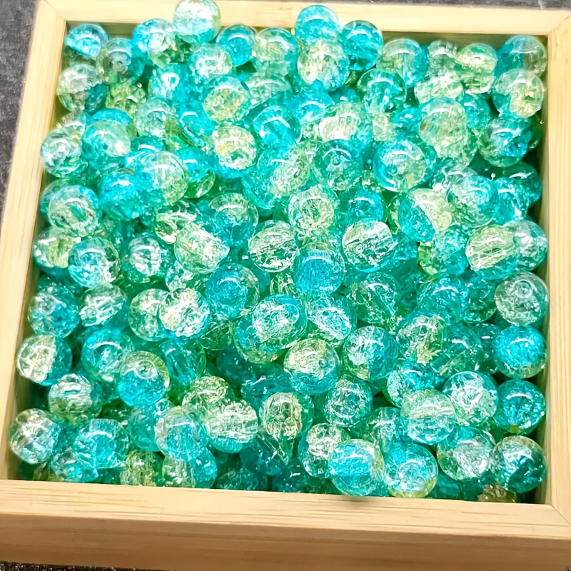 80pcs 8mm Aurora Multicolor Cracked Round Acrylic Beads For Diy Handmade Jewelry, Bracelets, Necklaces, Earrings, Etc.