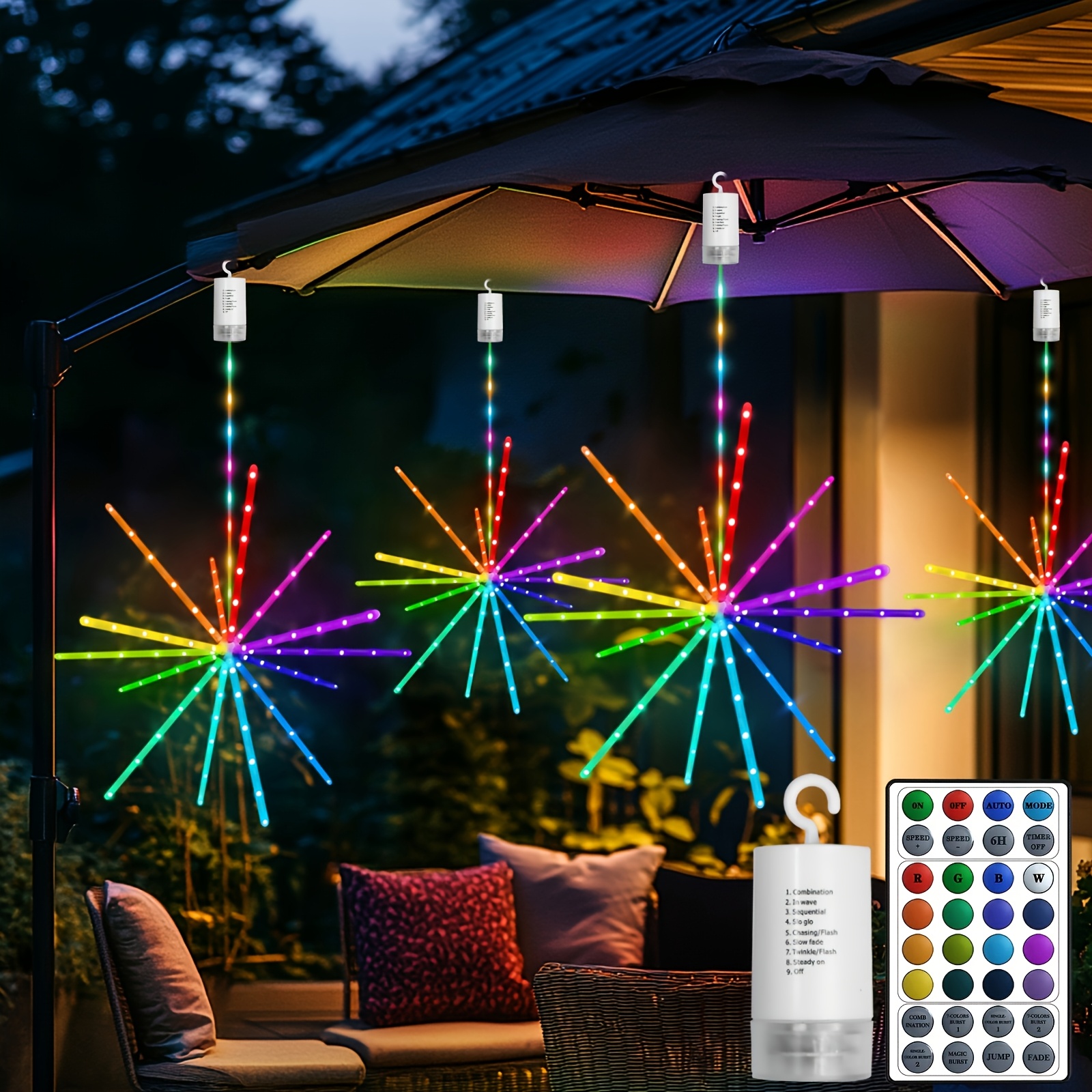 E-shop Hängende Sternenlichter Lichter Lichterkette Explosion Sternenlichter 114 LED Meteor Lichter Batteriebetrieben mit Fernbedienung 84