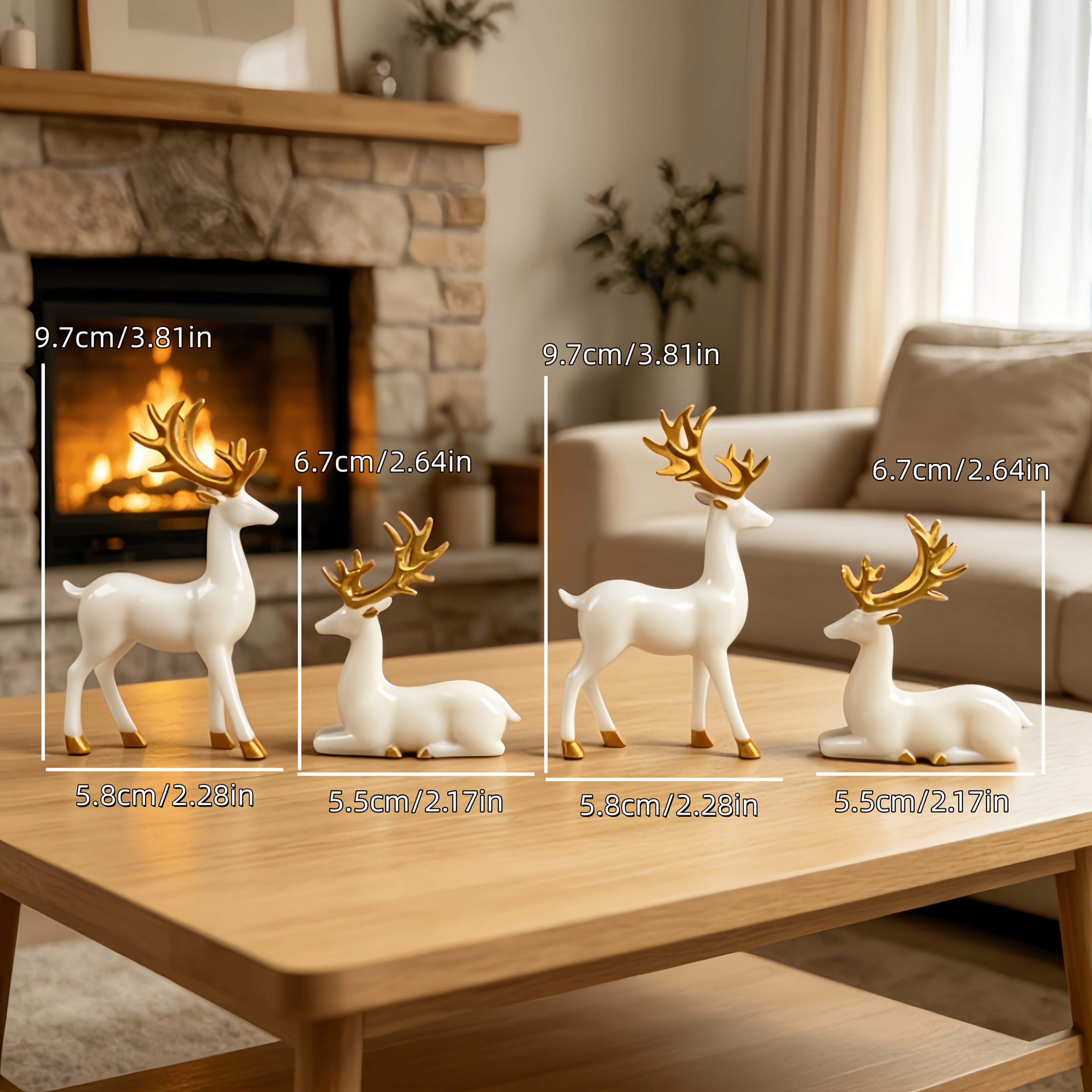 TEMU 4pcs Golden & Statue Decorations Suitable For Christmas, Hanukkah, Thanksgiving, Valentine's Day - Plastic Tabletop Shelf Decor With Classic