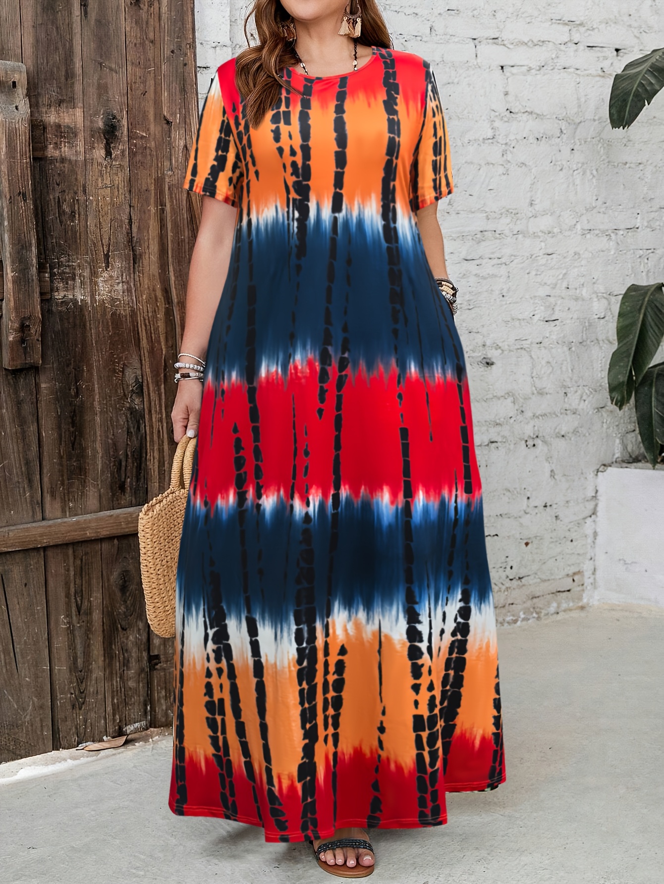 tie dye a line dress Tie dye Mock Neck A line Shift Midi Tank Dress – eunanara main image 0