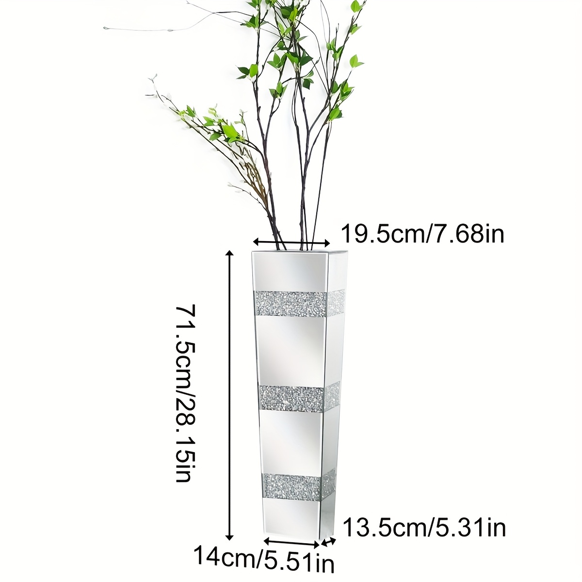 Temu Silberner Zerkleinerter Diamant Tisch- Bodenvase Dekorative Spiegelblumenvase Stilvolles ZentrumstüCk FüR Trockenblumen-image