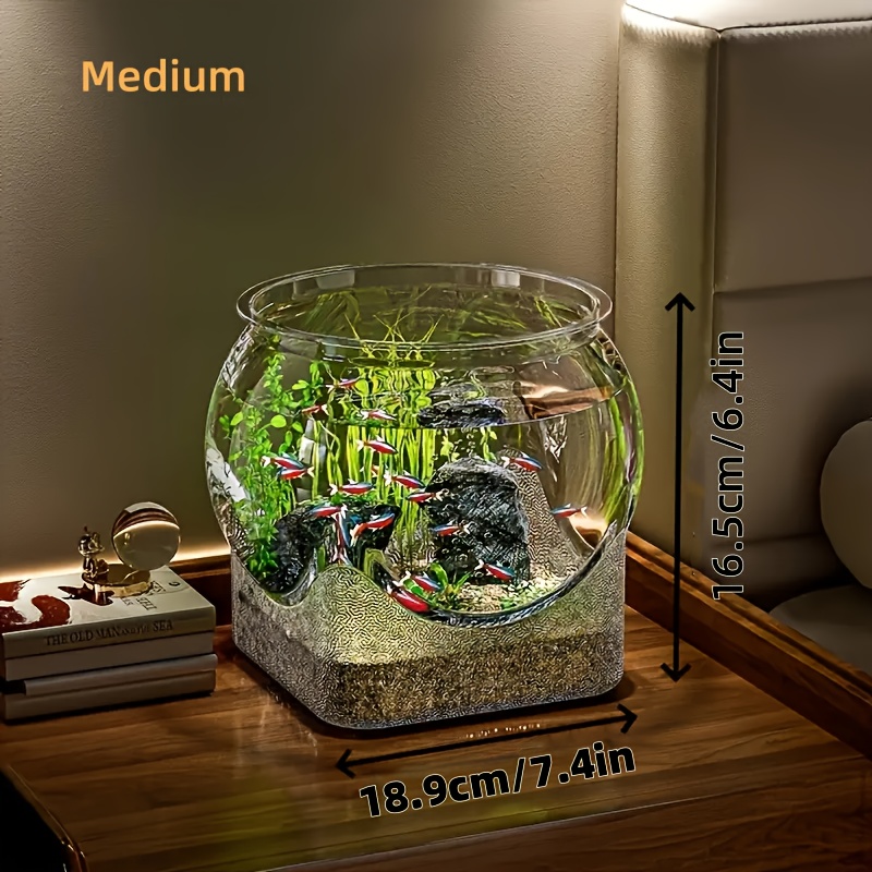Durable Transparent Circular Aquarium - Easy To , Suitable For , , Pearooster Fish - Home/office Decoration, For Electricity