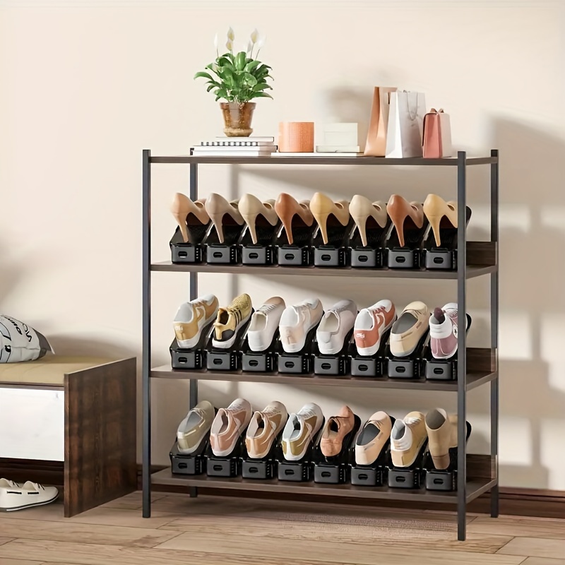 30-Pack Adjustable Shoe Storage Slots, Space-Saving Plastic Shoe Rack for Closet, Entryway, Hallway, Living Room, Bedroom, Easy Stackable, No Power Required, Home Organization Solution for Shoe Storage