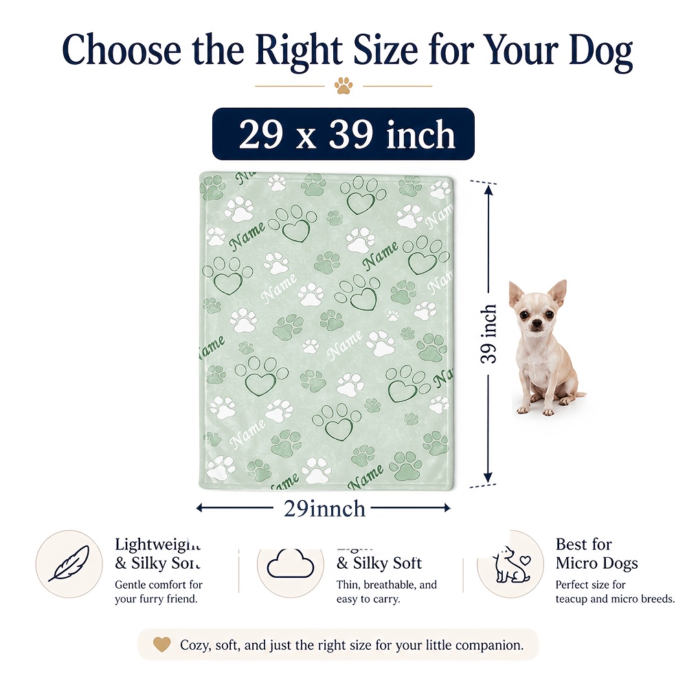 TEMU 2d Flat, 1pc Pet Dog Blanket, Lightweight And Soft Flannel Dog Cover Blanket, Customizable Name Puppy Blanket, Paw Print