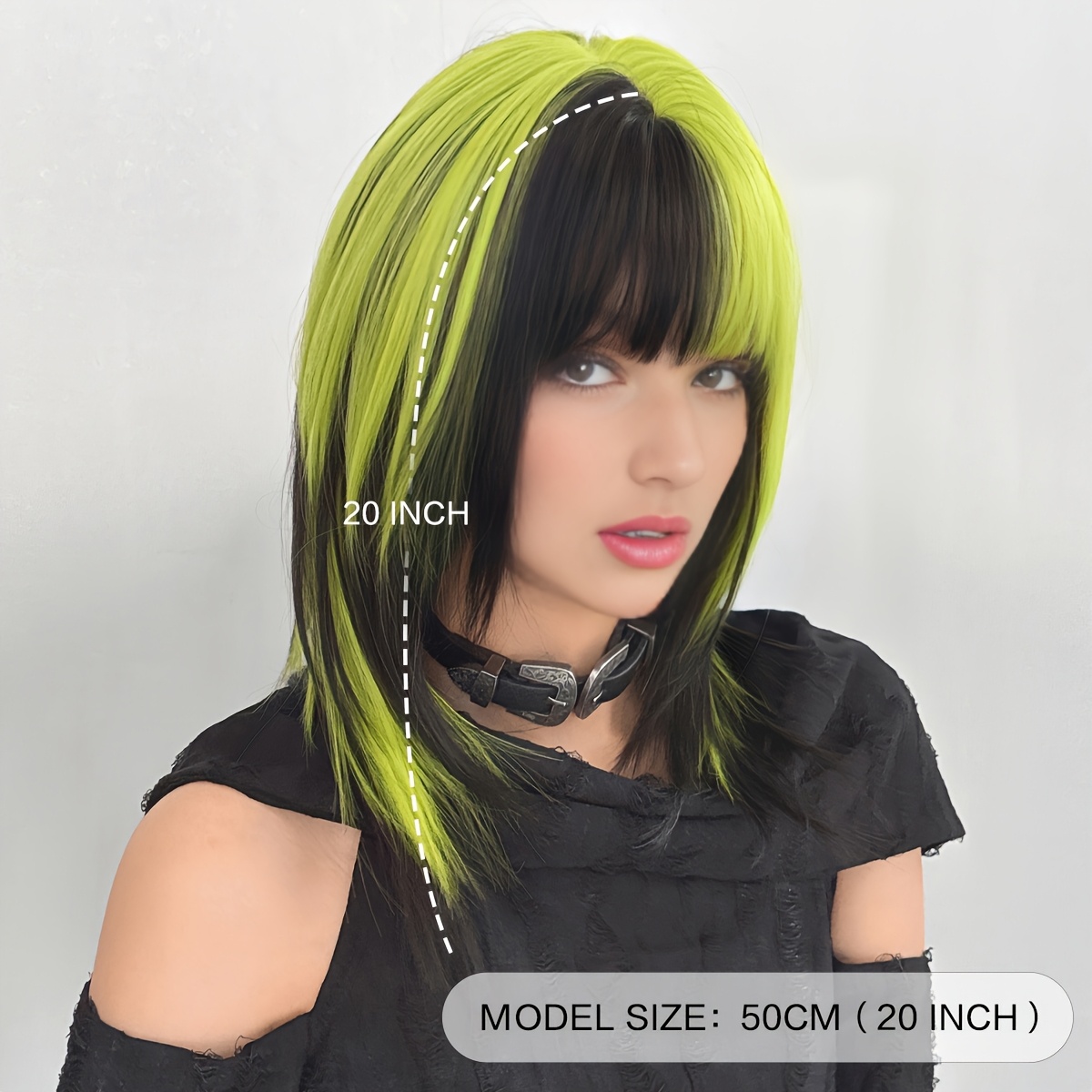 20 Inch Layered Straight Wig with Bangs Heat Resistant Synthetic Hair Daily Straight Brown Wig with Bangs 20 Inch Medium Length Layered  main image 4