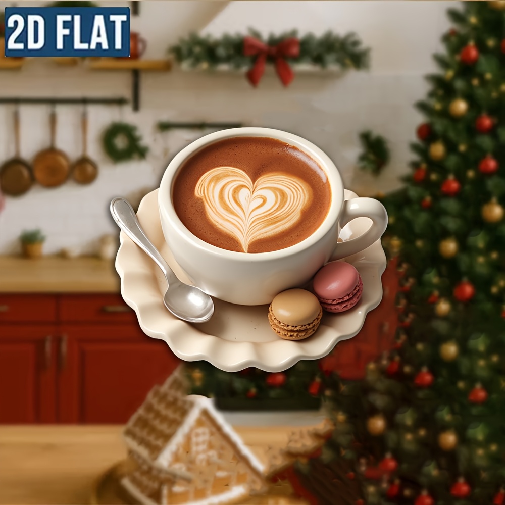 TEMU 2d Flat 1pc Acrylic And Rubber Soft Magnet - Latte Art Coffee Cup Magnet, Coffee Lover Refrigerator Magnet, Barista - Latte Heart, Valentine's