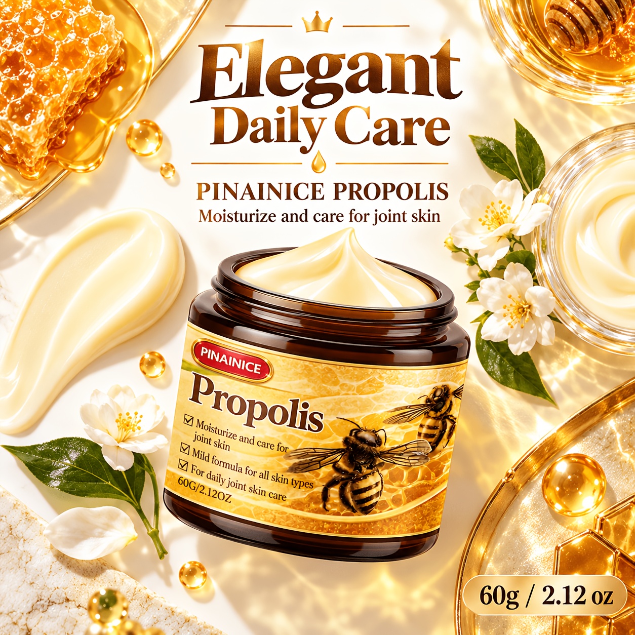 Image of Bee Venom Propolis Joint Skin Care Cream, Mild, Suitable For Body, Neck, Knee, Hands, Leg, Waist Joint Skin Care, Skin Moisturiz Care For Seniors And Athletes Cream, Types