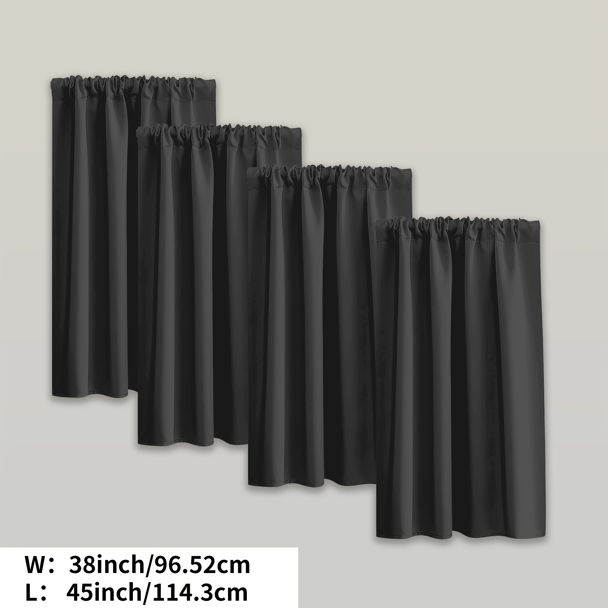 TEMU 4 Panels Blackout Curtains | Polyester And Acrylic, 85% Light Blocking, Privacy And Thermal Insulation, Theme, Matte Cloth, Rod Pocket, No Bleach, Use