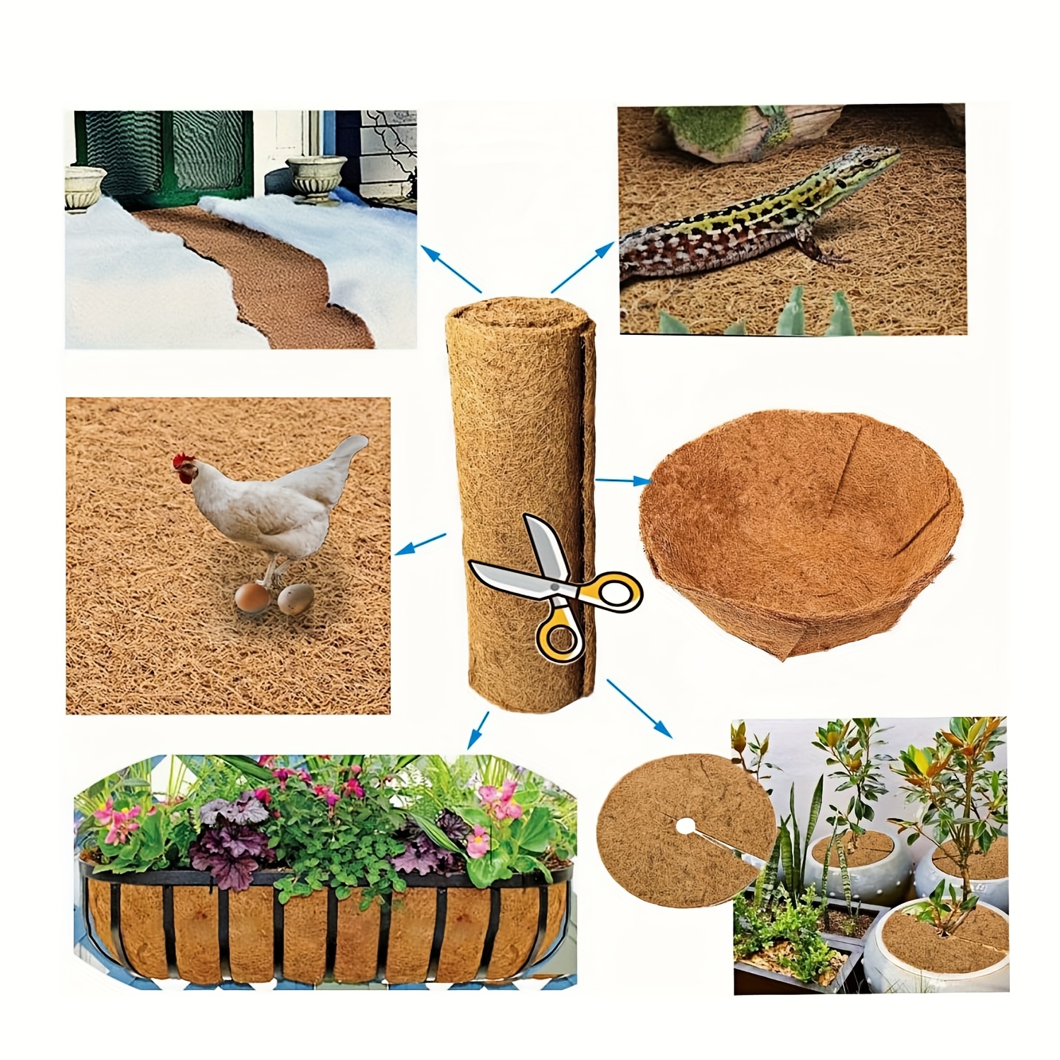16x40inch coco coir liner coconut fiber mat for planters hanging baskets reptile substrate garden bedding pet cage pad winter plant protection durable