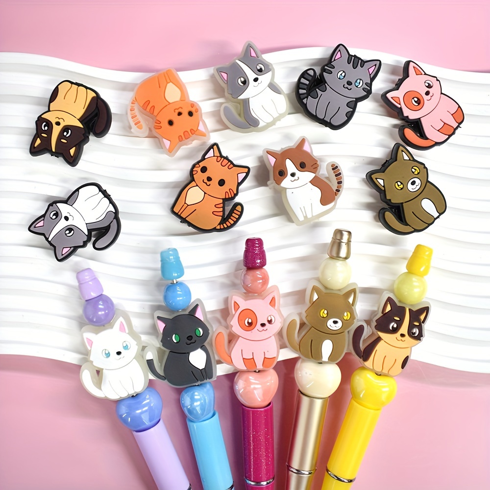 

16pcs Cat Silicone Beads, Animals Silicone Beads For Keychain Making Silicone Beads For Pens Silicone Beads Bulk