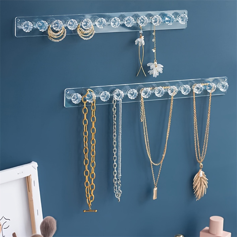 

1pc Transparent Acrylic Necklace Storage Rack For Wall Hanging Jewelry Display Rack