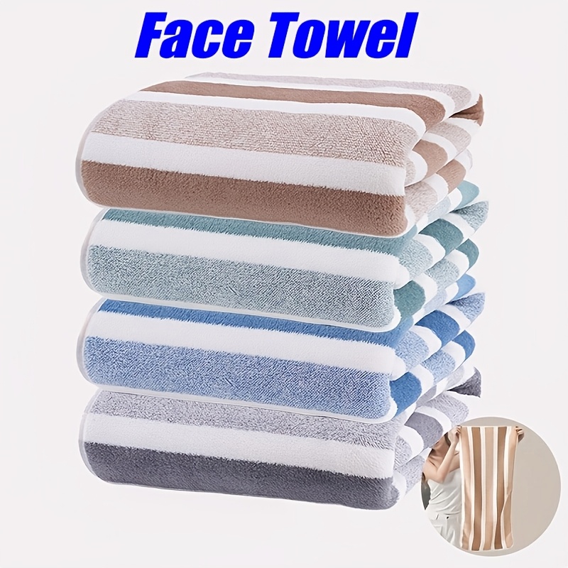 

4pcs Striped Towels, 13.7x29.5 Inch - Soft, Quick-dry & For Home Bathroom, Gym & Spa Use - Perfect Autumn &