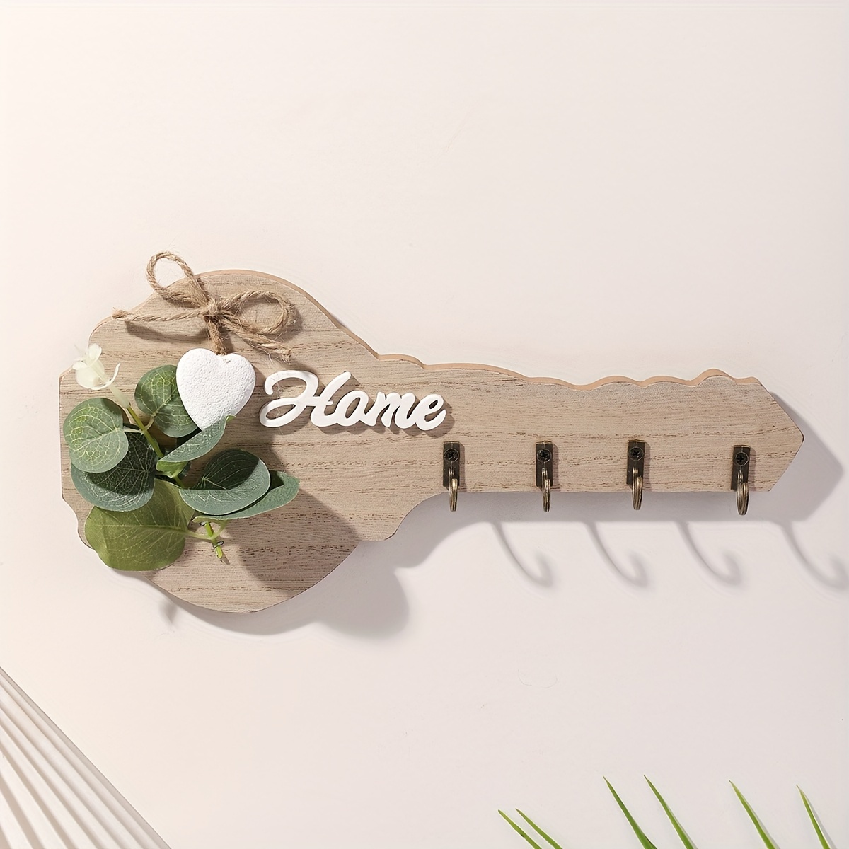 

1pc Wooden Key Holder For Wall With Hooks - Home Decor Wall Mounted Key Rack With For Kitchen, Living Room, Bedroom - Rustic Entryway Hanging Organizer