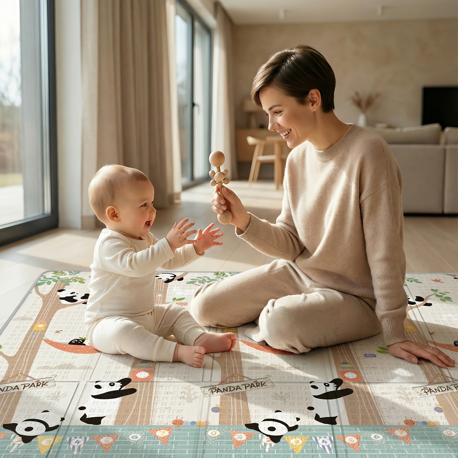 79x71 Inch 2-Sided XPE Baby Play Mat for Development