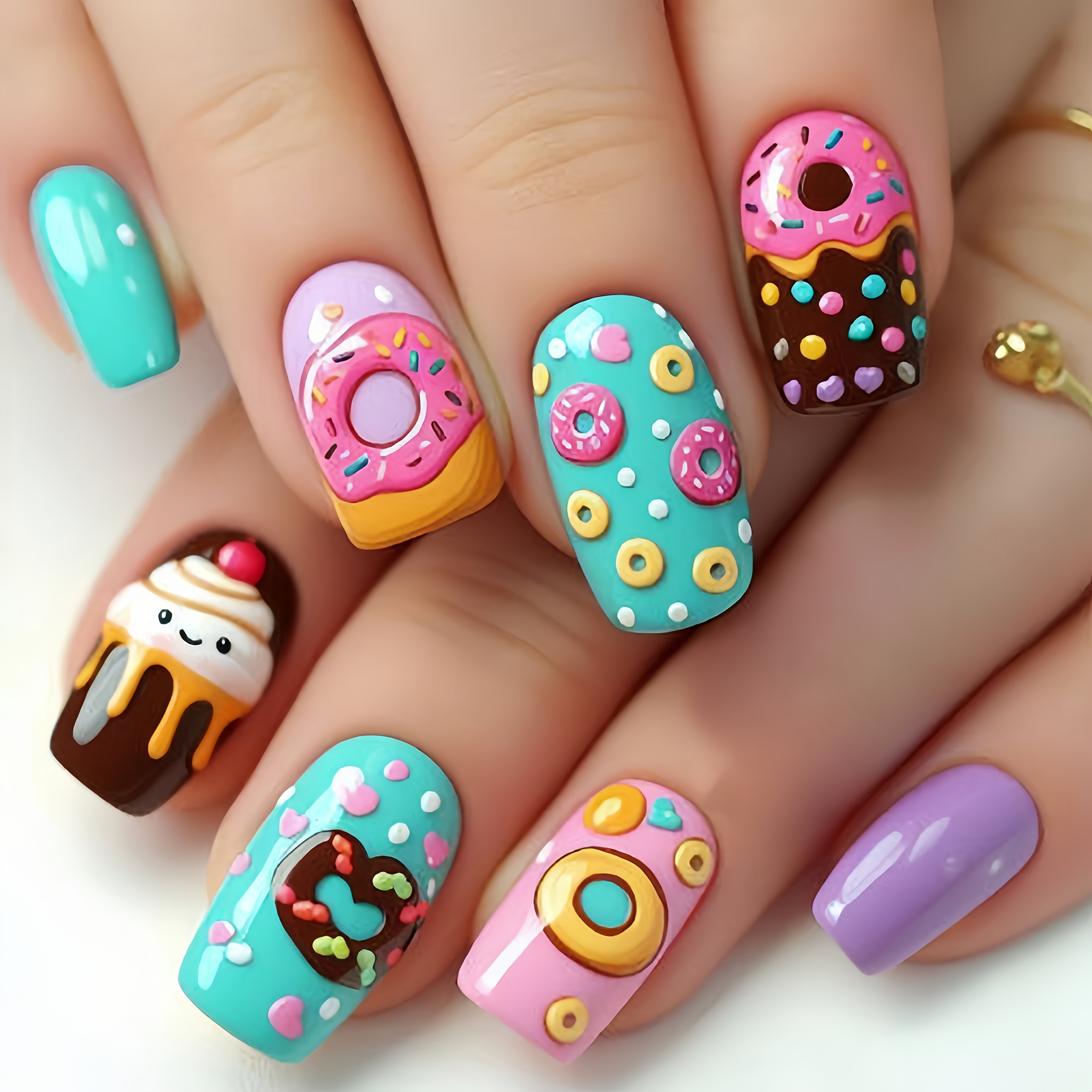 TEMU Mid-length European Square Nail Stickers, New Year's New Style Nail Stickers, Spring Summer New Style Nail Stickers Removable 24pcs Fake Nails,
