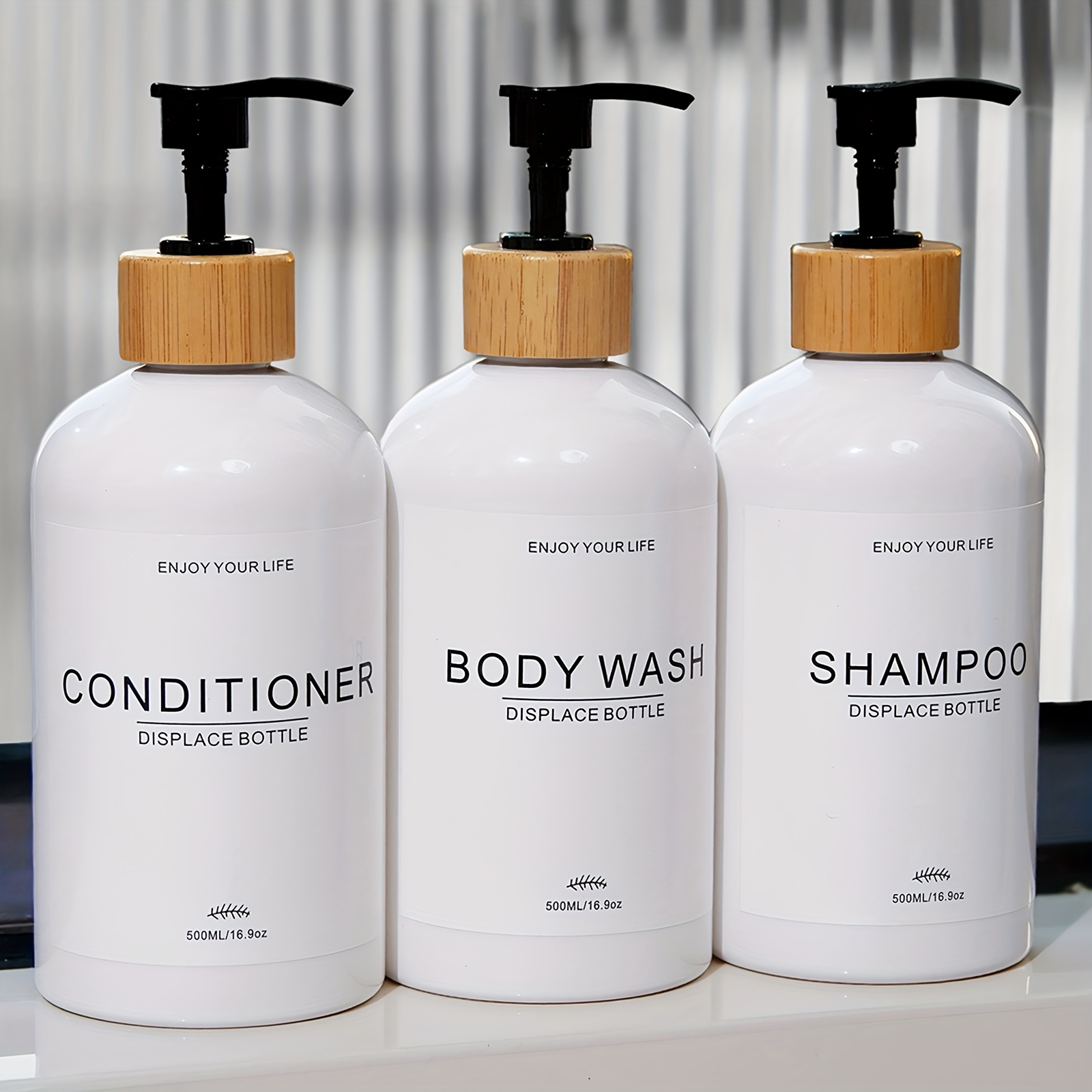 Image of 3-pack 16oz Refillable Shower Bottles With Pump Dispenser - & -free Shampoo, Conditioner, Body Wash Containers, Pump Bottles For Bathroom, Salon, Spa - (compatible With -or-