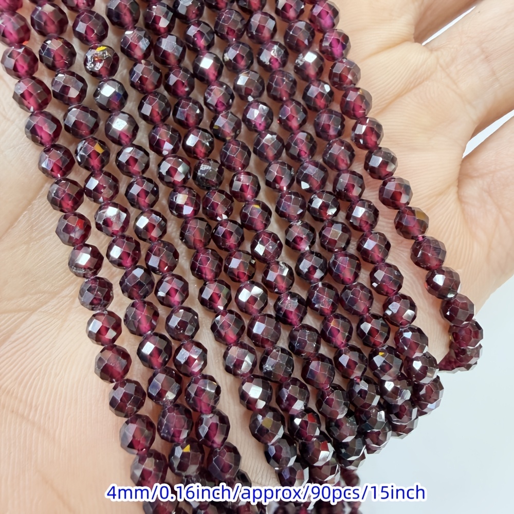 E-shop Natürliche Granatperlen 4mm kleine facettierte lose Perlen für DIY Armband Halskette Schmuckherstellung Zubehör 15''