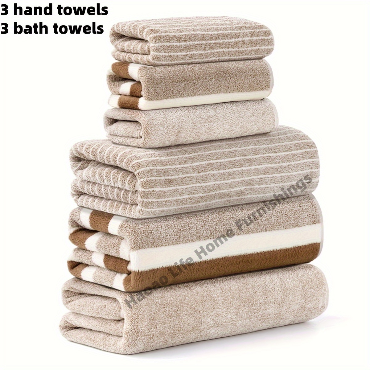 

6pcs Towel Set - Includes 3 Bath & 3 Bath Towels, Coral Fleece, & Skin-friendly, Home Use