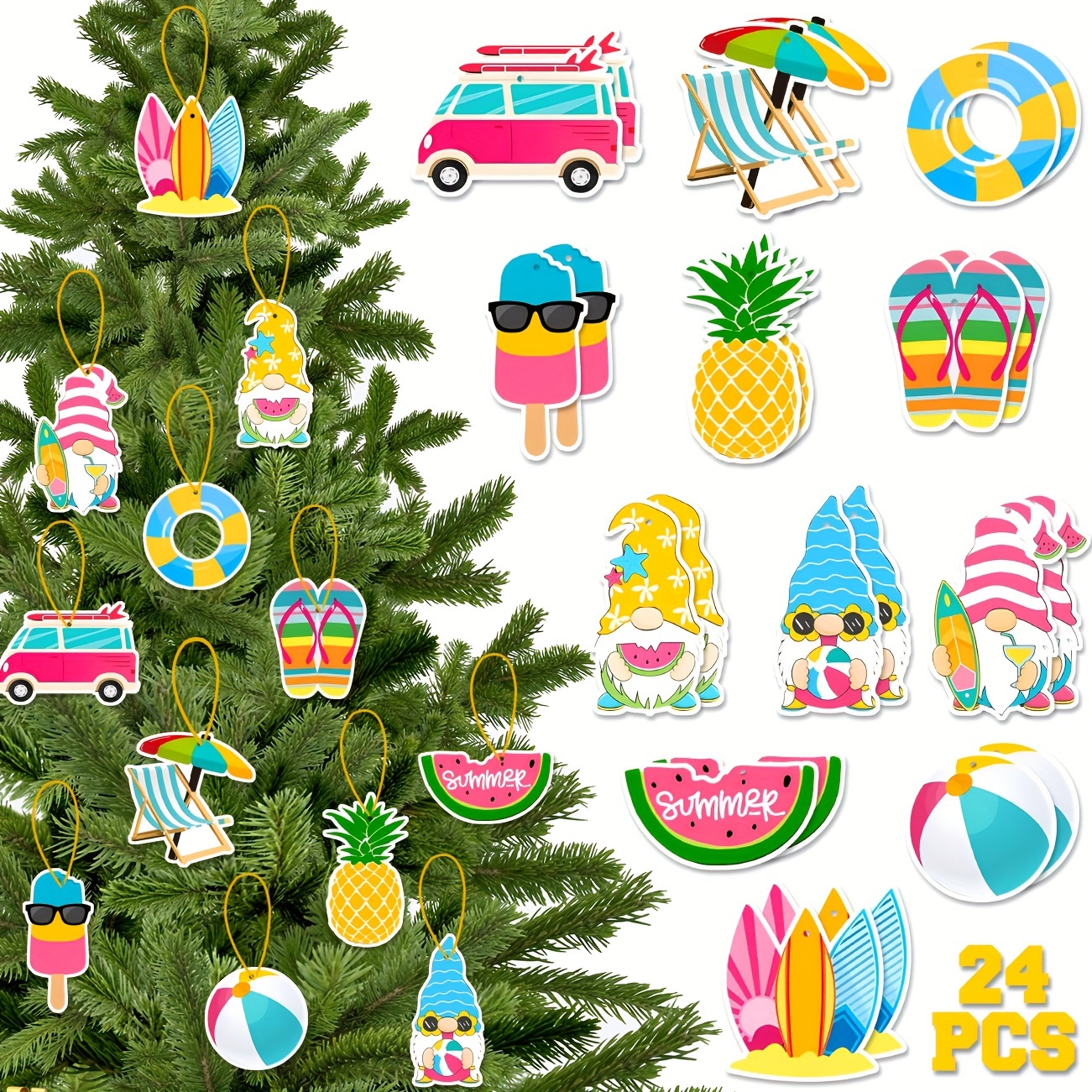 Buy 30 Pcs Wood Hanging Ornaments Beach Wooden Slices Hanging Spring Tree  Ornaments Summer Ornaments Summer Tree Decorations with String for Luau Party  Supplies Hawaiian Party Decorations (Vivid Style) Online at Low