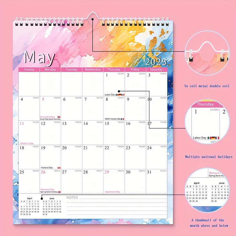 Calendrier de bureau 2024 2025 18 mois 35 56cm x 27 94cm avec dates