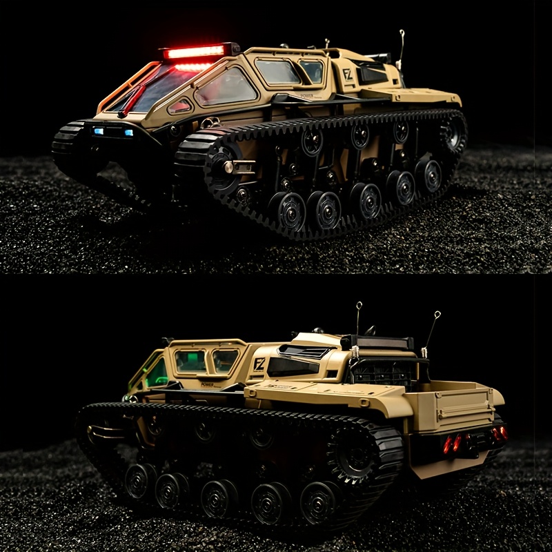 1:16 Scale RC Tank - High-Speed 10KM/H Off-Road Crawler with 4WD, 360° Rotation, All-Terrain Treads, USB Rechargeable Batteries (2 Included) - Remote Control Military Truck Toy for Kids & Adults, Birthday/Christmas Gift