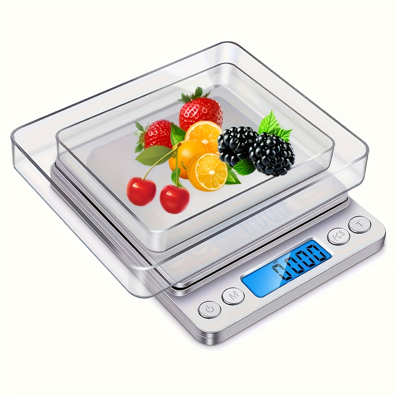 

Scale, Dual Tray Food Weighing, 0.01g Up To 500g, Battery Powered (not Included), Plastic, Food Contact Safe, Office Equipment