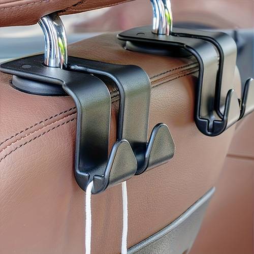 2pcs heavy duty car seat back hooks multifunctional dual storage clips space saving vehicle organizer pvc material suitable for car models ideal for hanging bags and additions