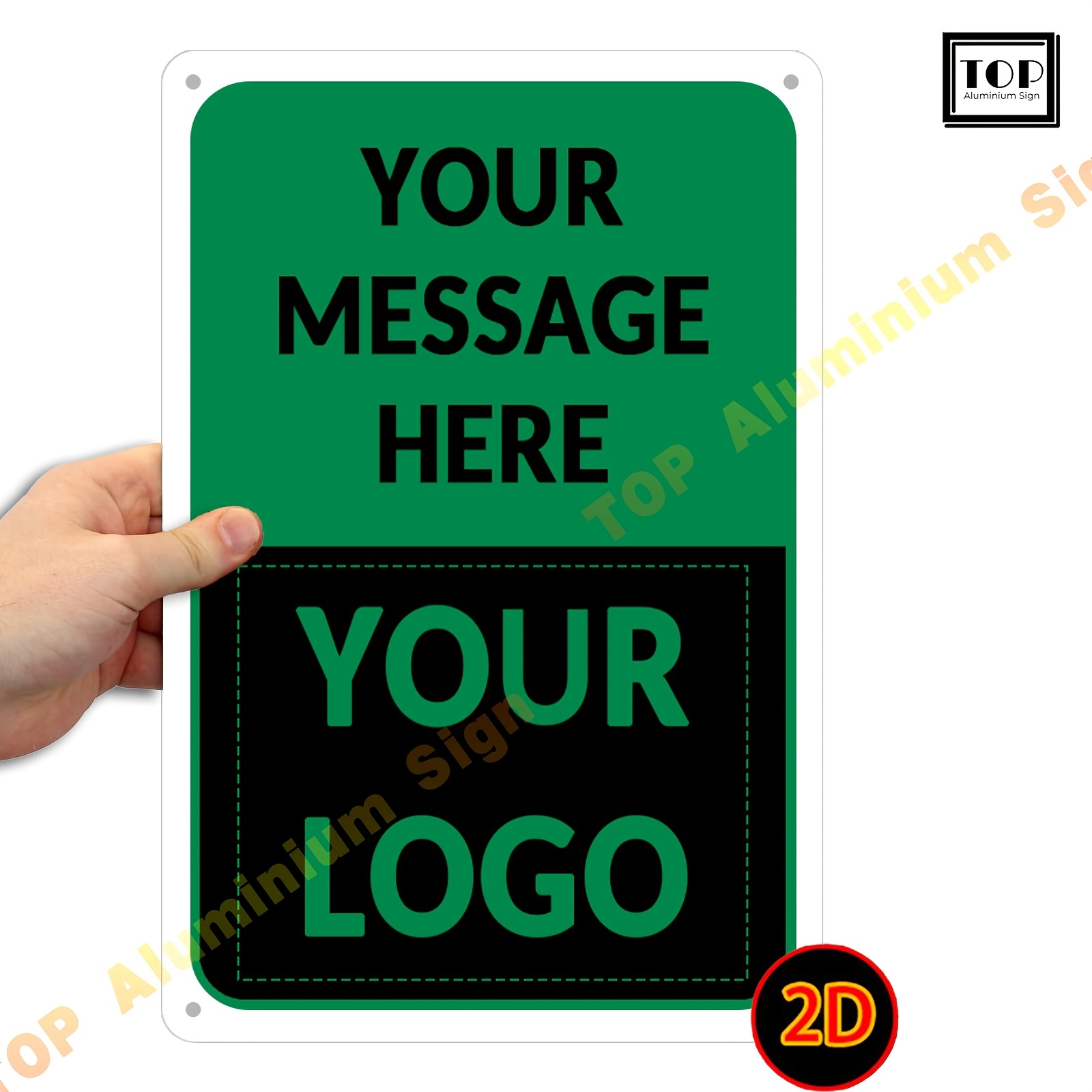 TEMU 2D Plat, [2D Plat] Personaliseer Uw Bord - 1 stuk 2D Plat 8x12 Inch Roestvrij Aluminium Bord, "Voeg Uw Logo en Tekst Toe aan de Sjabloon",