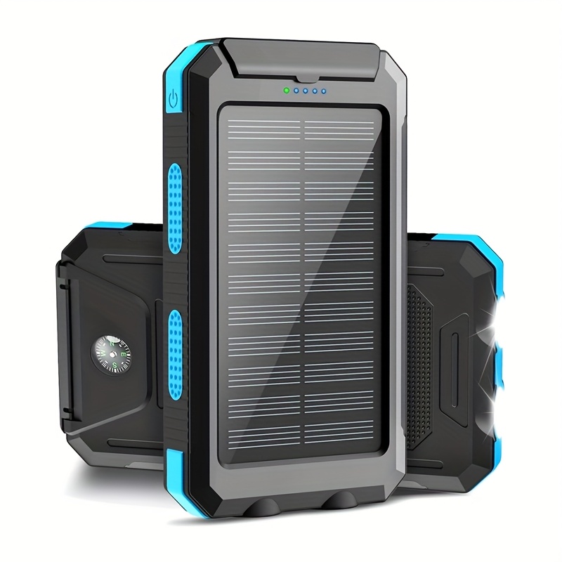 TEMU Solar Charger, 10000mah Solar Power Bank, External Backup Battery Power Pack With Usb C Input/output/led Flashlights Compatible With, , Ipad,