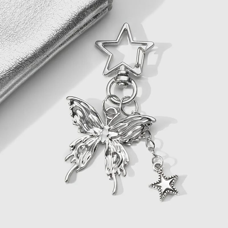 TEMU Llavero colgante de plateada y estrella, moderno y a , lindo colgante de aleación de animal, adecuado para bolsos, llaves de coche y auriculares