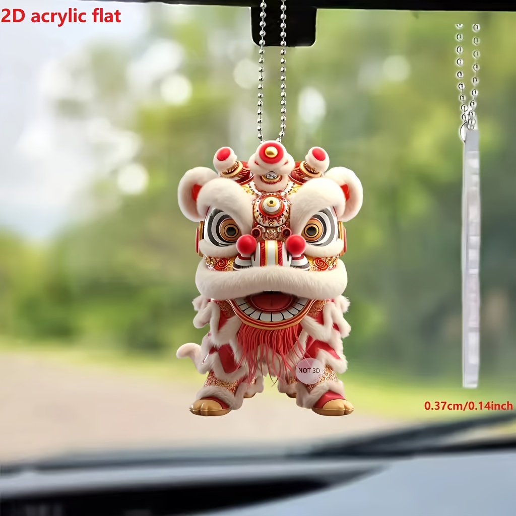 

1pc Chinese Lion Acrylic Hanging Ornament - Multi-functional Feng Shui Decor For Car, Home, And Unique Holiday Gifts - Of , , And