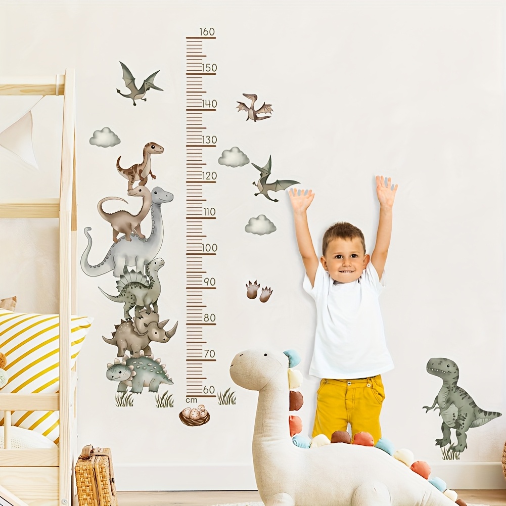 cartoon dinosaur height measurement wall sticker for   room vinyl animal print decor with colorful dinosaur     nursery or   bedroom dinosaur room decor