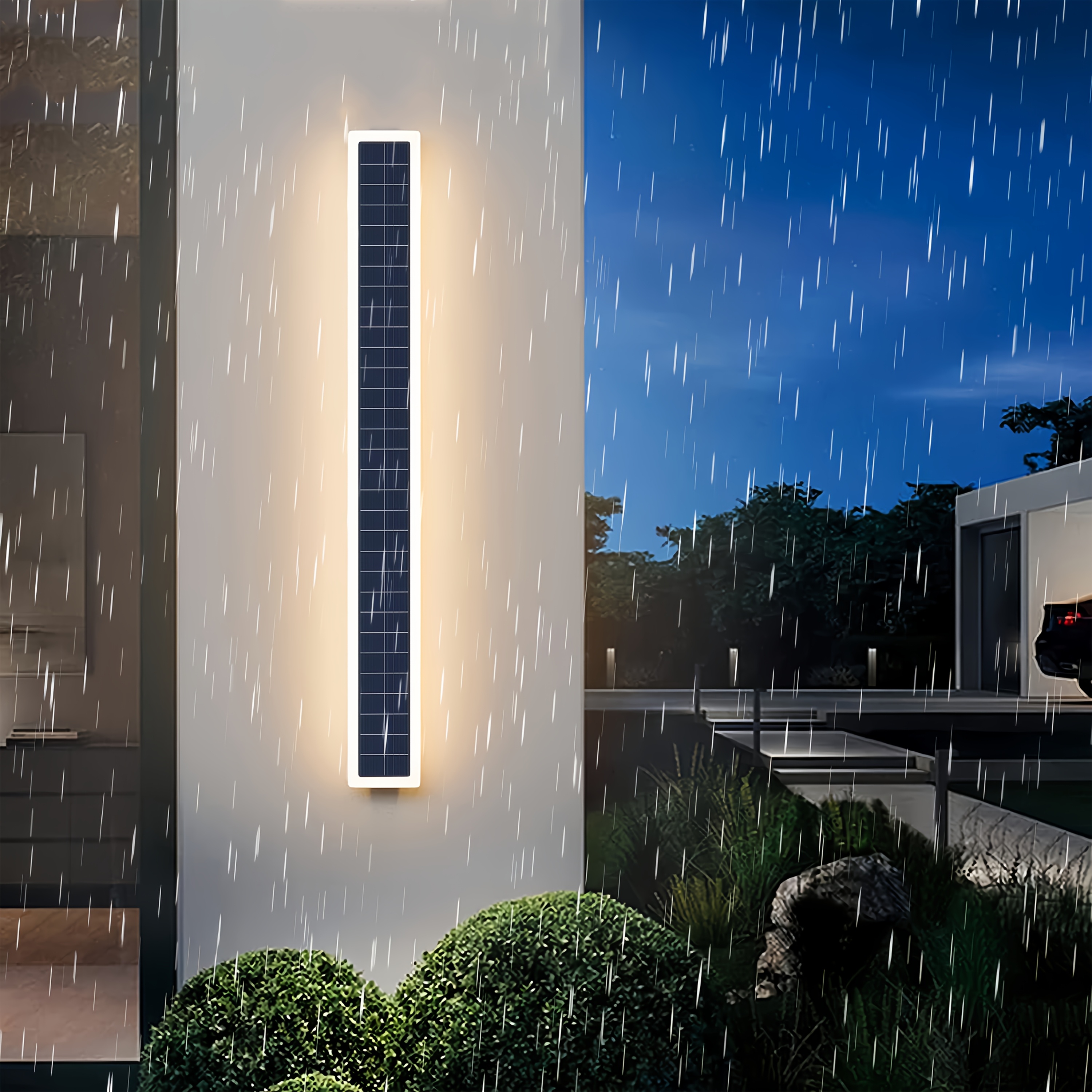 Solar-Powered Outdoor Wall Lamp, Battery-Operated, 10W Lighting Fixture with an Acrylic Cover, Modern Design, 60Cm Long, Suitable for Porches, Patios, And Front Entrances