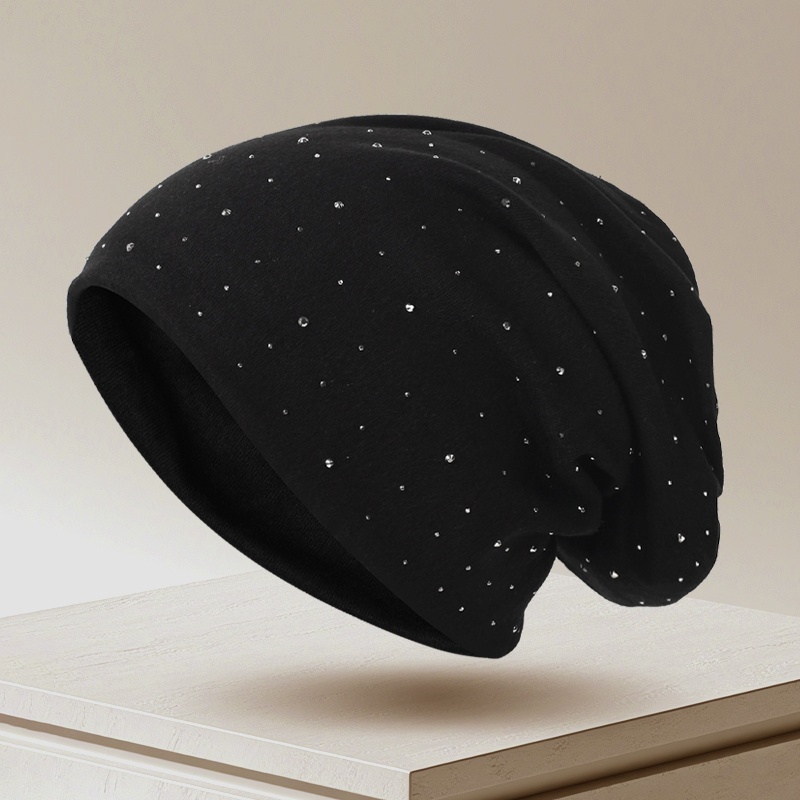 1pc Solid Beaded Women's Beanie Hat, Brimless Cap, Comfortable And Soft, Suitable For