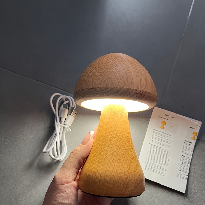 Amill 7inch Dimmable Mushroom Night Light With Usb- Table Lamp, 3-color Adjustable Rgb Suitable For Bedroom,, Room, Bedside Lamp, -and-play Dimming For Home Office Decor, Holiday Gift