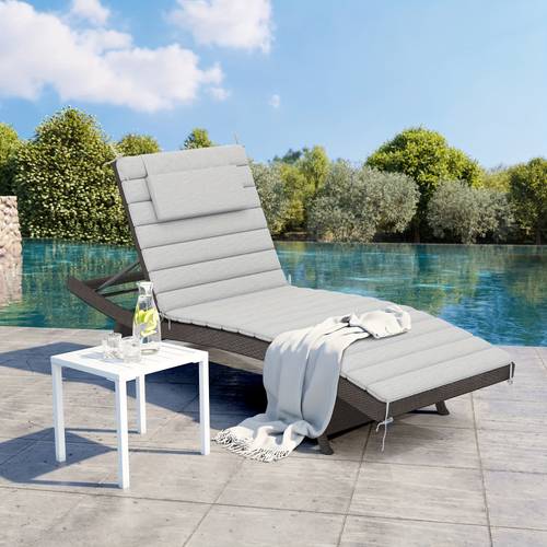 quilted lounge cushion set of 2 patio foldable chaise lounger cushion water resistant lounge chair pad with straps 72 x 21 inches