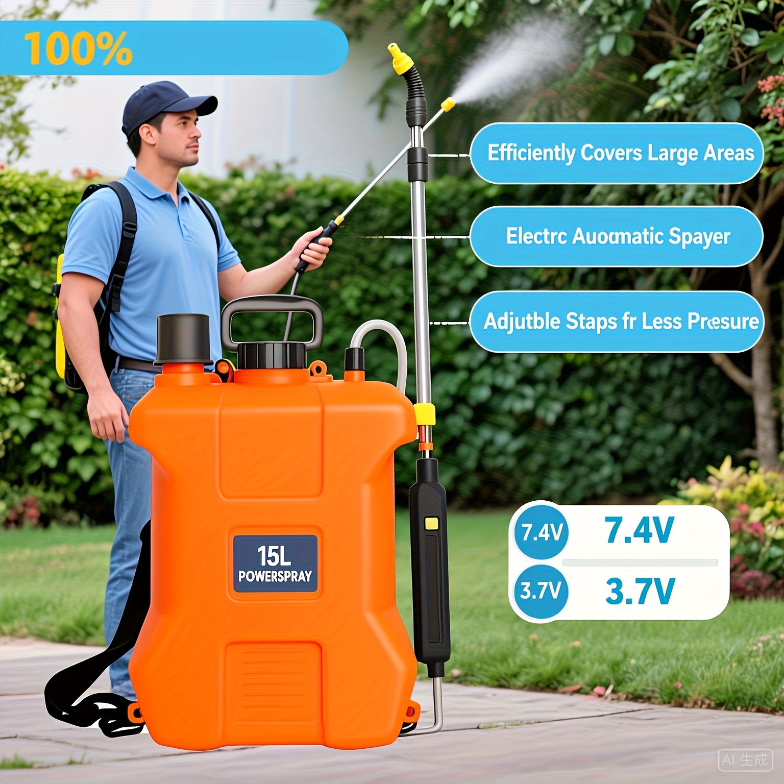 Luxury 14.99 L Electric Garden Sprayer, Suitable for Lawn and Flower Bed – with Telescopic Wand & 3 Nozzles, USB Rechargeable Handle Electrical Misting Machine – Portable Watering Can Backpack Style Large Capacity Durable Outdoor Life Accessory Gift Idea Christmas Present, Lawn And Garden Portable Sprayer, Weed Sprayer, Plant Sprayer, Lawn Care, Telescopic Spray Gun, Longlasting Build, Misting Device, Water Sprayer, Landscaping Professionals