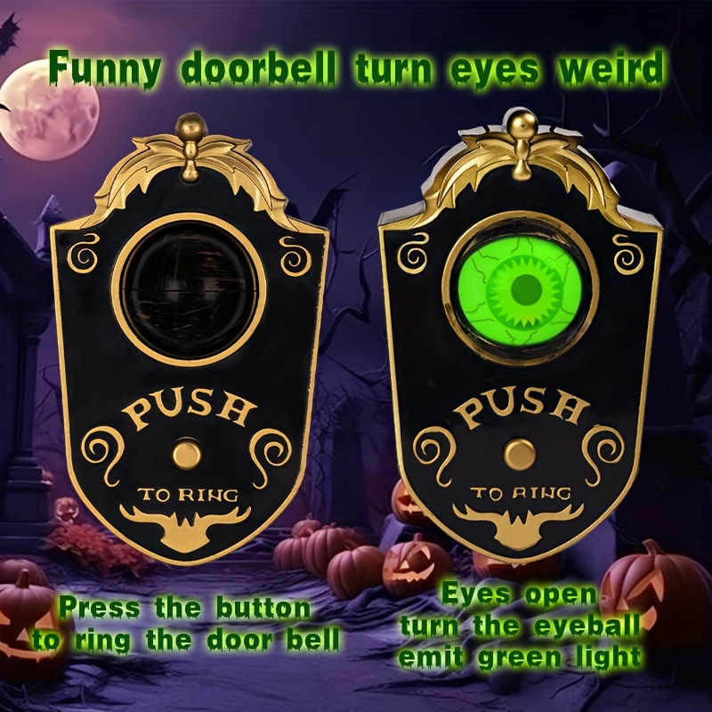 

1pc, Halloween Animated Eye Doorbell, Spooky Talking Prop With Light-up Eyeball, 17.5cm Height, Plastic, Haunted House Prank Decoration, For Home And Bar Decor