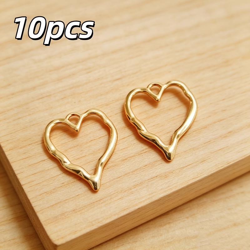 TEMU 10 pz Ciondoli a Forma di Cuore in di , Adatti per di Gioielli Fai da Te, Accessori per Braccialetti, Collane e Orecchini