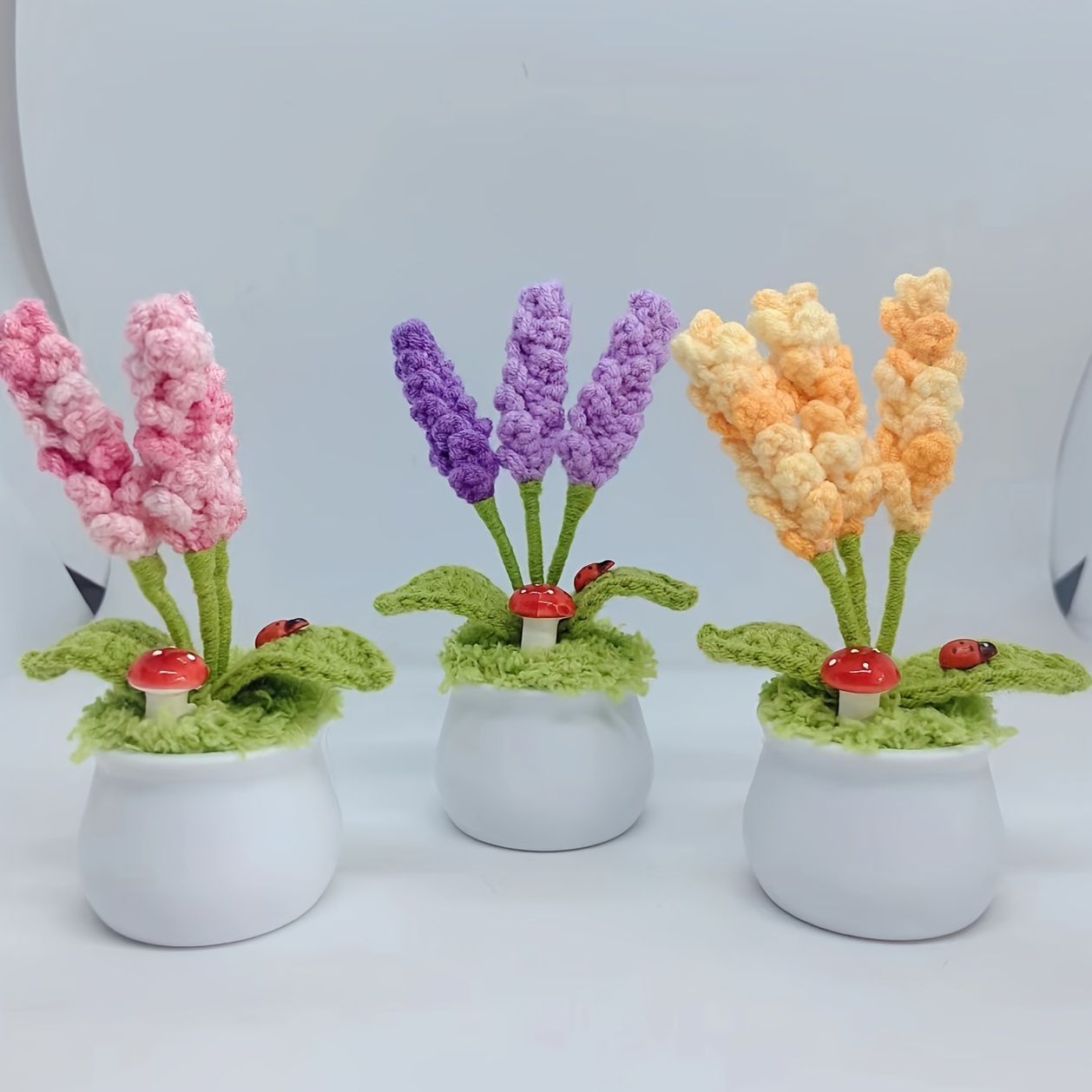 

Handcrafted Crochet Lavender Mini Pots - Home Decor And Car Accessories