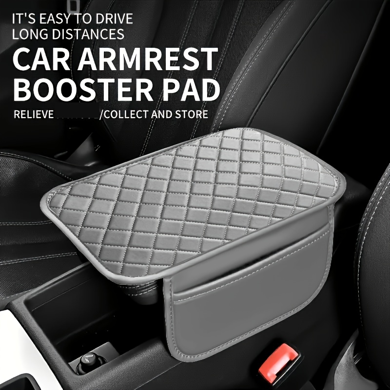 TEMU 1pc Universal Style Faux Leather Car Armrest Organizer With Pocket - Extended Length For And Space, Vehicle Center Console Protector, Vehicle
