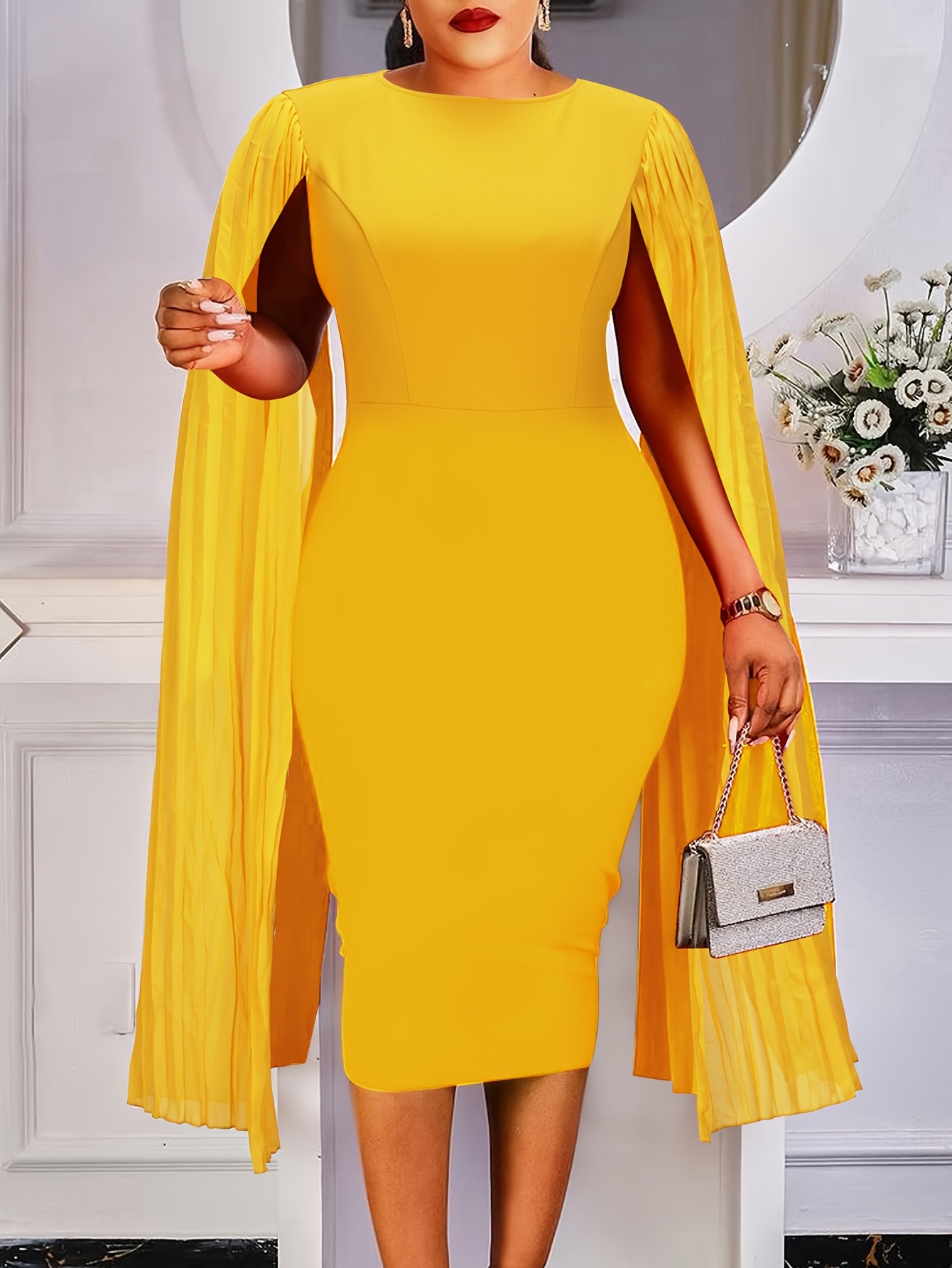 plus size womens plus size elegant length dress fitted round - Temu