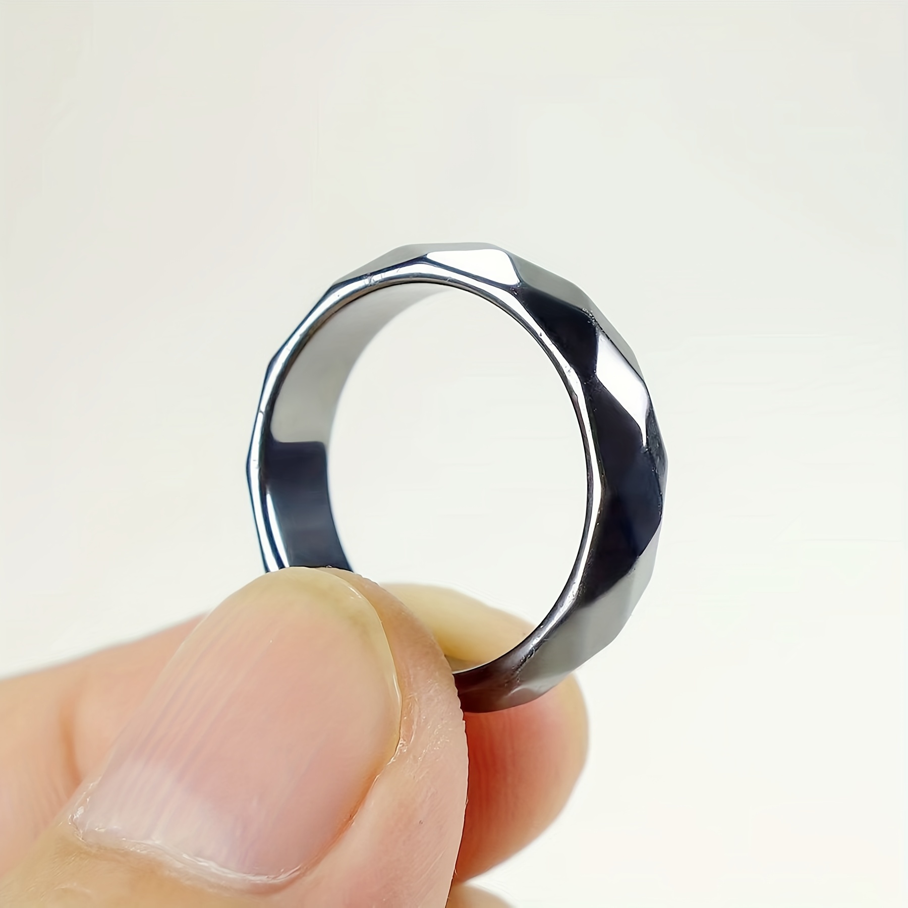 Terahertz Stone Faceted Ring Friendship Matching Promise Rings