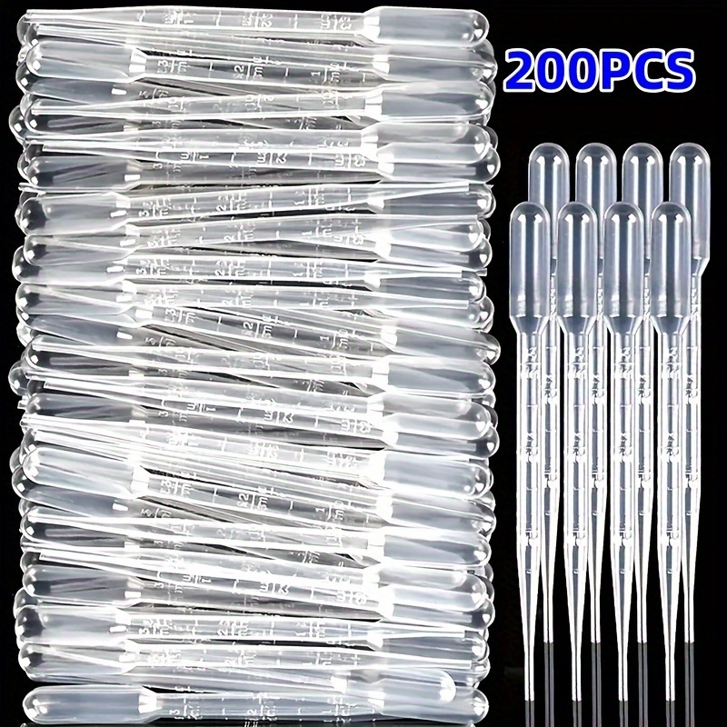 

200pcs 3ml Pipettes Jetables de en Résine avec Échelle - pour la Bijouterie DIY en Époxy, l'Artisanat, les Huiles Essentielles & les Expériences de