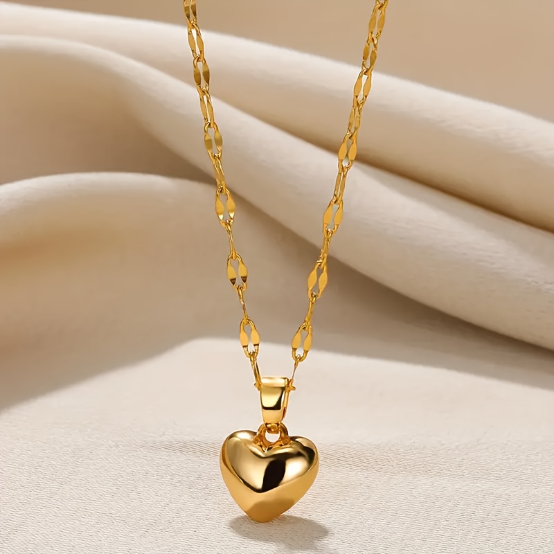 TEMU A European And American Antique-style -shaped Women's Pendant Golden Necklace, Made Of Stainless Steel, A Fashionable Niche Collarbone Chain
